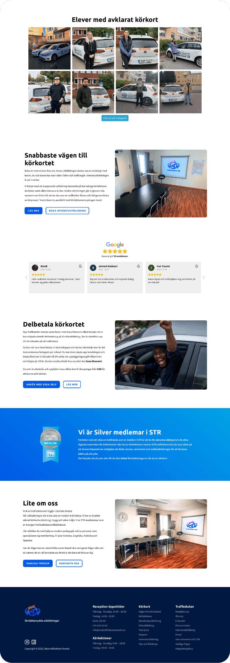 webbyrå i Stockholm - Nya trafikskolan avesta hemsida 1